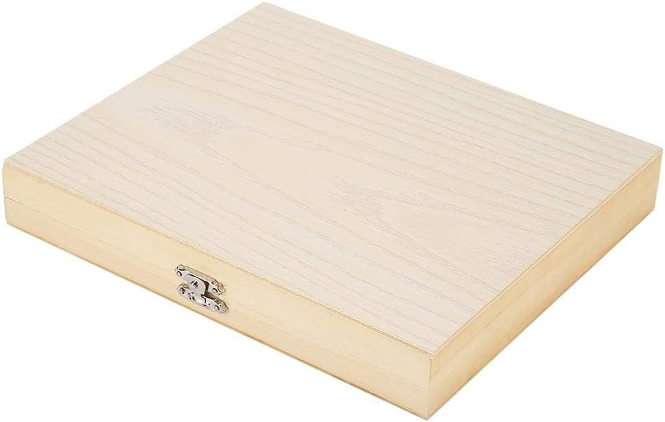 Wooden Box with Lock Storage Glass Slide Storage for Lab Glass Prepared Microscope Slides Storing Tool 22.8x18.8x3.5cm / 9x7.4x1.4in for Educational Use