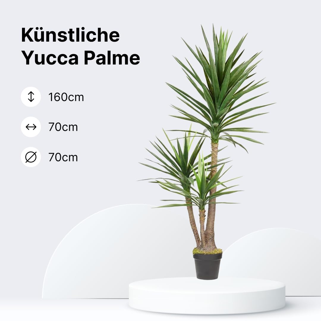 Amazon.de: HTT Decorations - Knstliche Yucca Palme - Hochwertige  Kunstpflanzen - 160 cm hoch