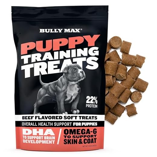 Bully Max Puppy Training Treats - Soft Chews Dog Food Supplements & Vitamins for Brain, Skin & Coat Health - Glucosamine & Chondroitin for Joint Support – Multivitamin Food Topper for Puppies - 1 Bag