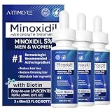 5% Minoxidil Hair Growth Serum for Men & Women with Biotin: Minoxidil for Men and Women, 5 Percent, Hair Regrowth Treatment, Extra Strength (6 FL OZ, Dropper 3pcs)