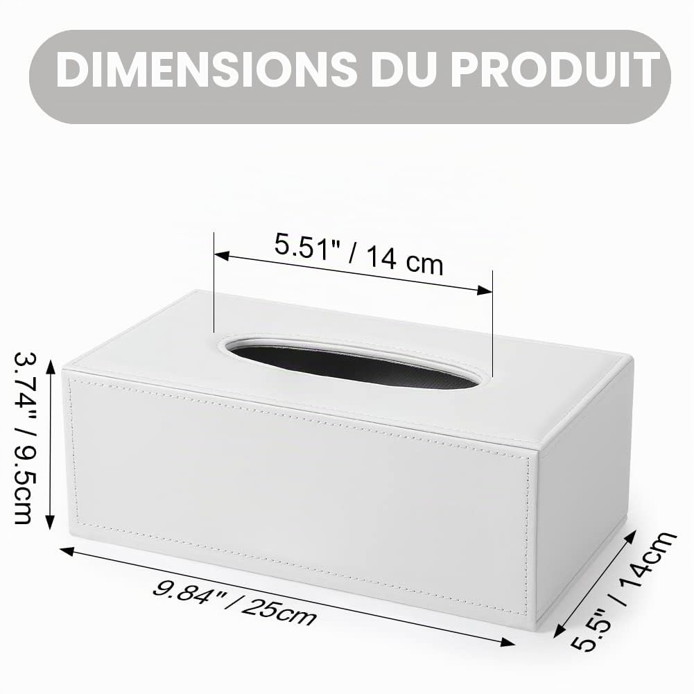 Boîte à mouchoirs en Cuir KingFom Moderne Blanc Pur