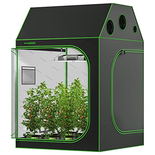 Vivosun R446 4X4 Grow Tent, 48"X48"X72" Roof Cube Tent With Observation Window And Floor Tray For Hydroponics Indoor Plant For Vs4000/Vsf4300 #TOP29
