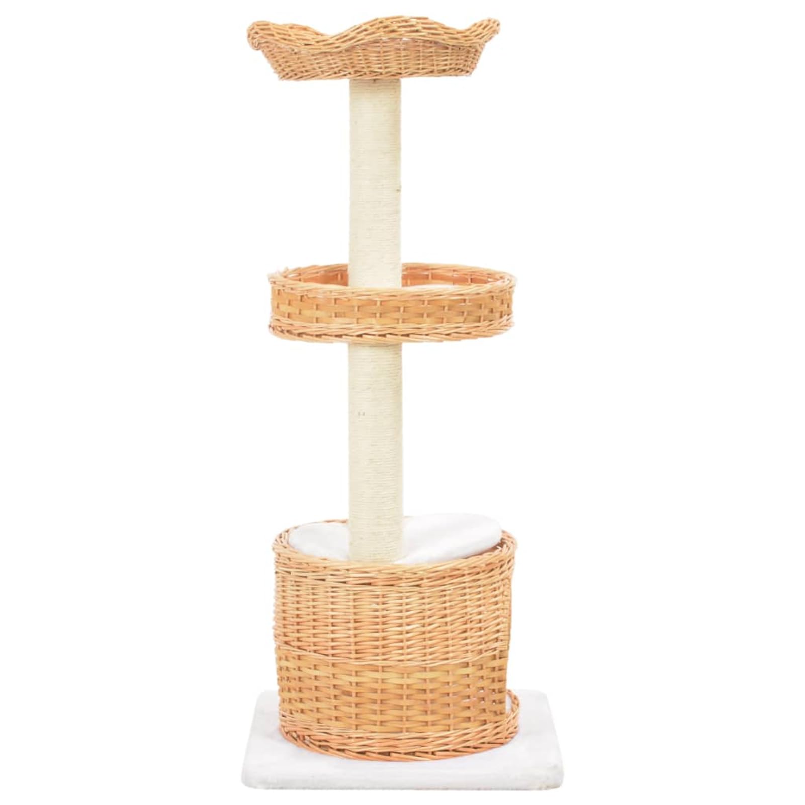 Tidyard Katzen Kratzbaum Sisal Natürliches Weidenholz mit 2 Körben und Haus für Klettern Entspannen Schlafen Katzenspielzeug für Wohnung Haus Garten Katzentoilette