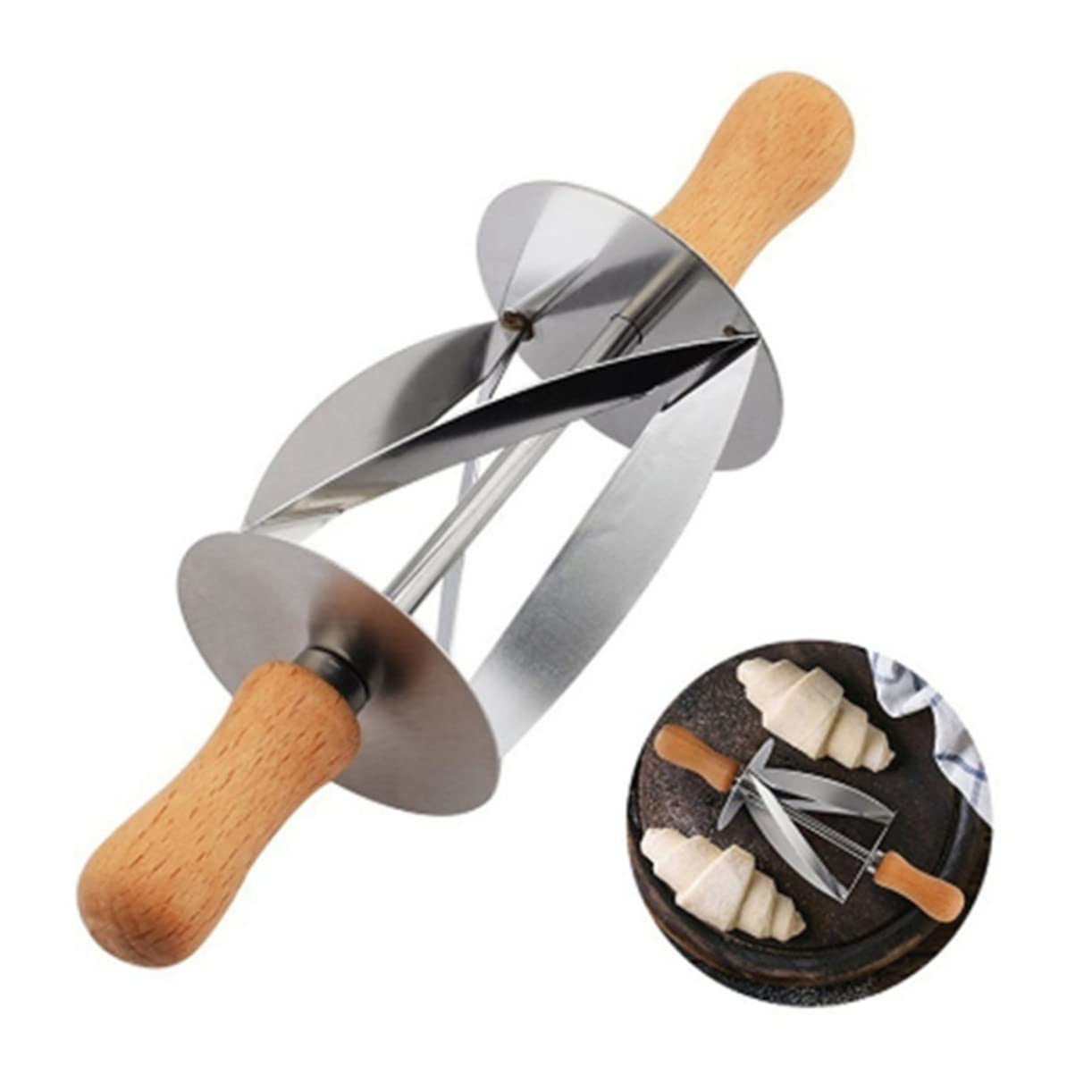 BESTonZON 2 Pz Cornetti Taglierine in Acciaio Inox Cottura Taglierina Da Forno in Acciaio Inossidabile Rullo Taglia Croissant Rullo Per Croissant Stampo Da Torta Brioche, SFHPET094212L1A