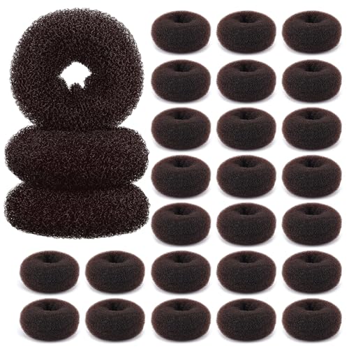 HOFASON Kit de rosquinhas para coque de cabelo – 24 peças de mini modeladores de donut para coques c
