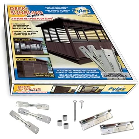 Pylex Deck Sunblind System 11070, Louvers Bracket Shutter Hardware Kit, Up to 11 Boards (48'') - Stainless Steel Brackets Cover