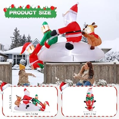 9FT Aufblasbarer Weihnachtsmann mit LED – Kletternder Nikolaus für festliche Weihnachtsdeko im Garten und Fenster! – Bild 4