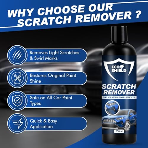 Image of EcoShield Car Scratch Removal 200ml With Microfiber Cloth | Safe For All Color Vehicle | Removes Minor To Mid Level Scratches & Swirl | Car Scratch Remover With Paint-Safe Formula | Rubbing Compound