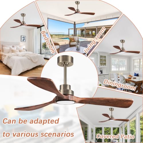 Image of 52inch silent ceiling fan with remote control, in antique bronze and walnut