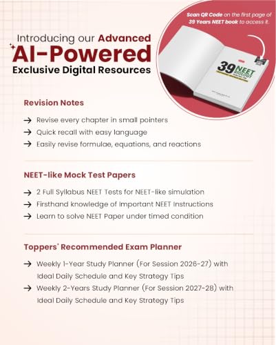 Image of MTG NEET PYQ 39 Years Physics Book For 2026-2027 Exam | Chapterwise Topicwise Solved Question Papers | Free Video Solutions | AI Powered Digital Resource