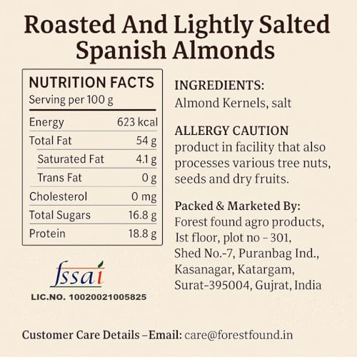 Image of Forest Found Premium Dry Fruits Combo Pack - Roasted And Salted Spain Almonds (500 Gm) + Roasted And Salted Goan Cashews Nuts (750 Gm) Total 1.250 Gram | Roasted By Dry Roasting Technique Dry Fruit Mix-Pack Of 2