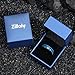 Zillaly 8MM tungsten steel men's ring, black shiny, inlaid with blue opal, comfortable, wedding commitment ring, size 7-14, comes with a beautiful gift box (8mm Black Tungsten, 13)