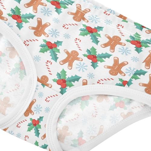 Christmas Gingerbread Cookies Girls' Underwear Cotton Winter Snowflakes Girls Briefs Soft Toddlers Underwear 5T4