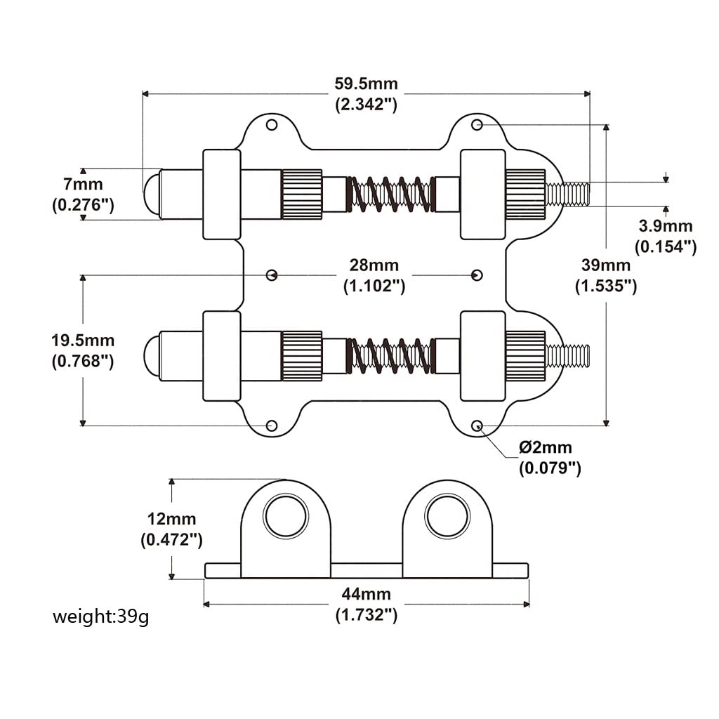 Alnicov Stabilizzatore del ponte del tremolo per chitarra doppio, kit dispositivo di stabilizzazione del tappo del tremolo per chitarra per chitarra elettrica