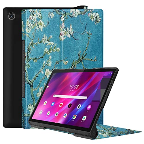 SATURCASE Funda para Lenovo Yoga Tab 11, hermosa funda de piel sintética plegable con función atril delgada y ligera para tablet (KN-5)