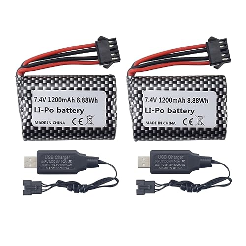 Lot de 3 batteries au lithium 2S 15C 7,4 V 1200 mAh + 3 câbles de charge USB pour bateau RC R206 R208 R308 TX122 TX123 H106 2008 RC Bateau, batterie avec Lot de 3 batteries au lithium 2S 15C 7,4 V 1200 mAh + 3 câbles de charge USB pour bateau RC R206 R208 R308 TX122 TX123 H106 2008 RC Bateau, batterie avec