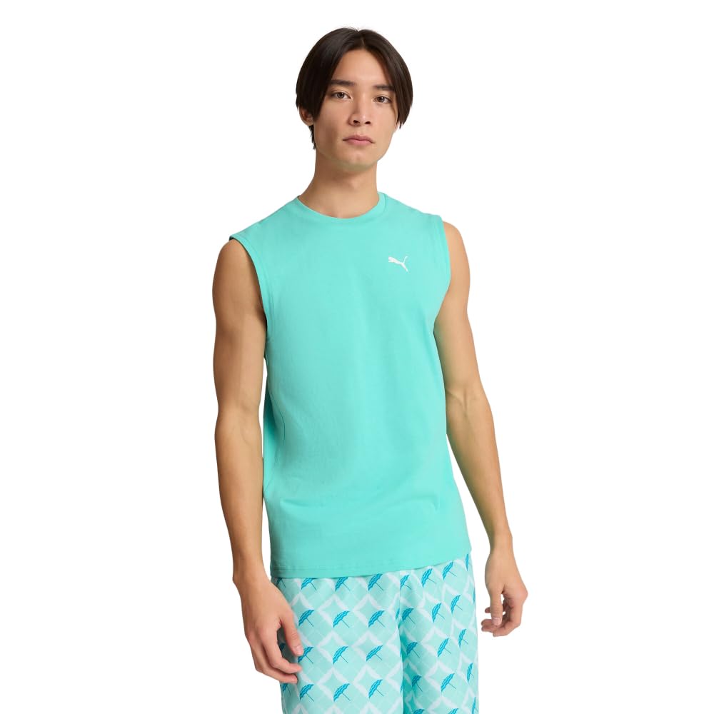 PUMA Men's Essentials Sleeveless T-Shirt (Available in Big & Tall) Essentials Sleeveless T-Shirt (Available in Big & Tall), Aquatic Ss25, M