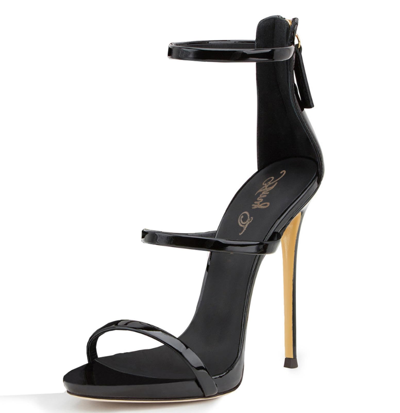 Tacchi Donna Tacchi Alti 13CM In Pelle Lucida Tacco Aperto Sandali Da Donna Tacco Alto Pole Dance,Black-44