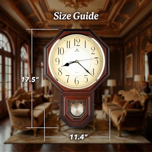 Reloj de Pared Regulador Péndulo Clásico de 17.5 in miniatura 6