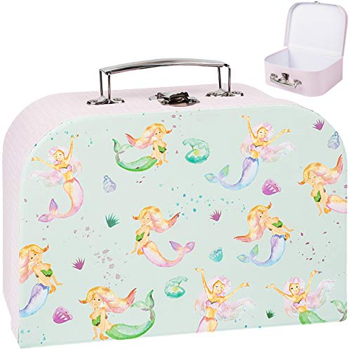 alles-meine.de GmbH Koffer/Kinderkoffer - MITTEL - Meerjungfrau/Prinzessin/Nixe - 25 cm - Pappkoffer - Puppenkoffer - Kinder - Pappe Karton - Prinzessinnen Muschel Fische p..