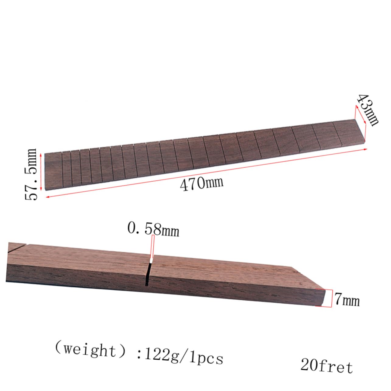Toyvian 2pezzi Tastiera Palissandro Semilavorata Per Chitarra e Basso Tasti Facile Da Lavorare Progetto Fai Te Per Musicisti Materiale Resistente e Rifinito Con Precisione