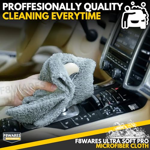 Image of F8WARES 4PK Microfiber Cloth for Car -Edgeless 550 GSM Absorbent Car Cleaning Cloth 40X40 cm - Micro Fiber Cloth for Car Cleaning - Car Washing Clothes Microfiber Towel - Microfiber Cloth for Bike