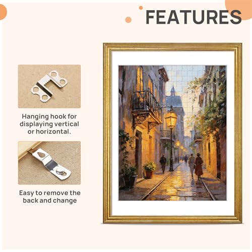 Image of upsimples Vintage 18x24 Frame, Antique Gold Frames Display 16x20 with Mat or 18x24 Poster Without for Vertical or Horizontal Wall Decor, 1pack | Fit 16x20 and 18 x 24 Poster, Wall or Tabletop Display, Antique-style Decoration, Rustic Farmhouse Decor, For Weddings