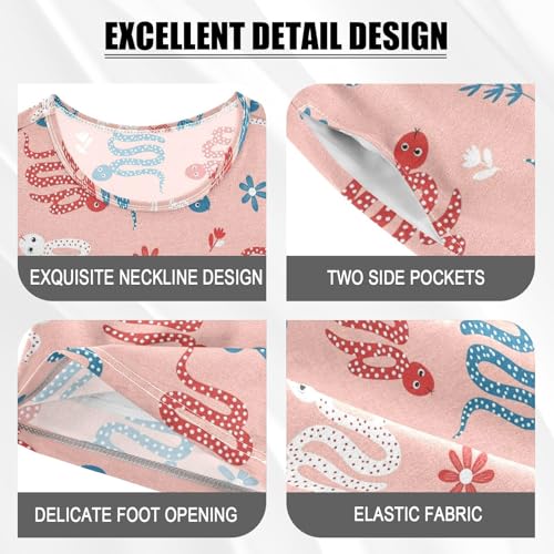 Pajama Short Sets Snake Pattern with Flowers Soft Cotton Summer Sleepwear 2 Piece PJS Size 5-14T3