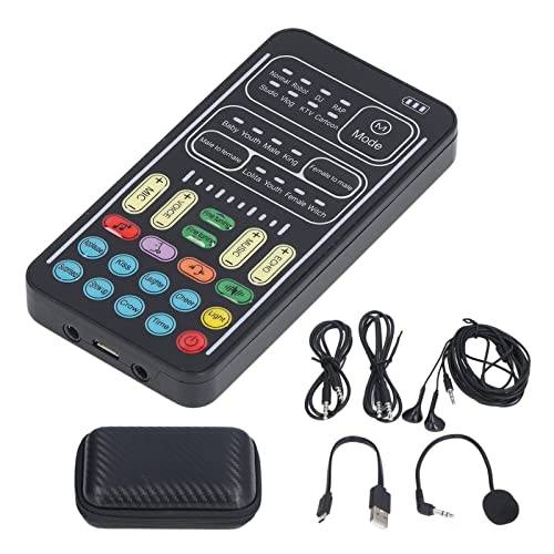 Image of i9 Live Stream Voice Changer Set, Multifunctional Mini Sound Card with 8 Voice Effects, Portable Audio Recorder for Game Music Recording, Phone Computer Sound Changer