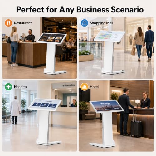 Image of 43 inch Touch Screen Kiosk, Interactive Floor Standing Digital Signage Display, FHD Self-Service Information Terminal with Dual Speakers for Retail, Restaurants, Malls & Advertising