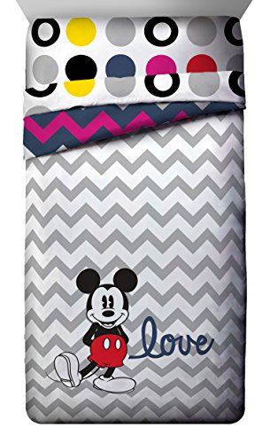 Disney Mickey Mouse Chevron Twin/Full Comforter - Super Soft Kids Reversible Bedding features Mickey Mouse - Fade Resistant Polyester Microfiber Fill (Official Disney Product)