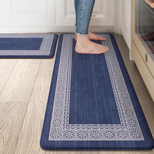 Bordered Anti Fatigue Kitchen Mat, Non Slip Cushioned Kitchen Flo...