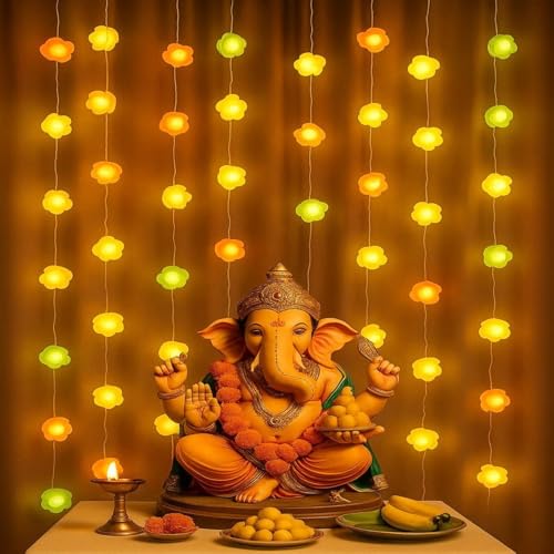 Image of Desidiya Rose Flower LED Curtain String Diwali Lights for Decoration For Home, Bedroom | Fairy Lights for Diwali, Christmas, Birthday, Wedding & Party | Home Decor Plastic Flower Design Curtain Light