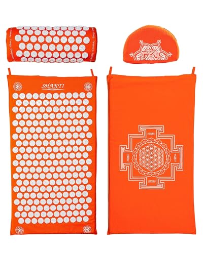 ShaktiMat Classic Acupressure Mat & Neck Pillow Set, Level 2 Intensity in Orange, Sustainable & Durable, Relieves Stress & Tension, Promotes Relaxation & Focus, FSA/HSA Eligible
