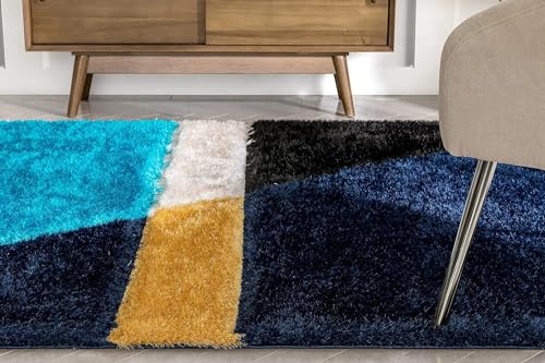 Image of SAGON Anti-Skid Shaggy Carpet Rug for Home | Ultra-Soft Plush Floor Mat for Living Room & Bedroom | Non-Slip, High-Density, Cozy Luxury Decor| 2 x 5 Feet Turquoise Half