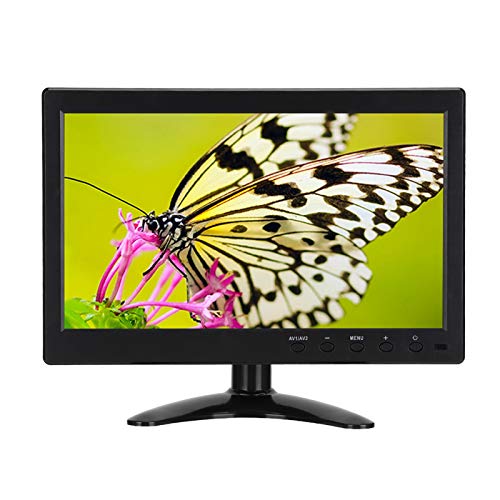 Sxhlseller 10,1-Zoll-HD-1080P-Breitbild-LCD-Monitor, Mehrere Eingänge (HDMI, VGA, BNC, AV), Zwei Lautsprecher, WLED-Hintergrundbeleuchtung, Langlebig (EU-Stecker)