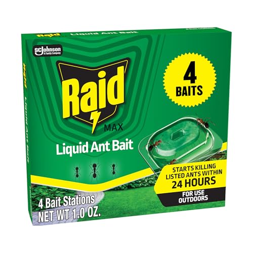 Image of Raid Outdoor Liquid Ant Bait, Starts Killing Listed Ants Within 24 Hours, Effective Outdoors, Pre-Filled and Ready-To-Use - 4 Count