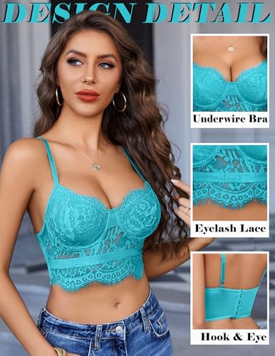 Image of Avidlove Lace Bralettes for Women Y2k Strap Bustier Cami Top V Neck Camisole Lingerie