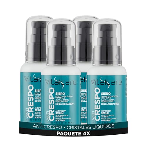 Vitalcare | Sérum Anti-Frizz para Cabello Encrespado y Rebelde, con Aceite de Jojoba y Vitamina E, Sin Aclarado, 4 x 50 ml