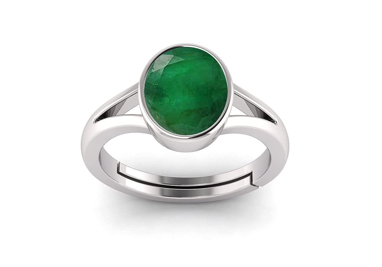 SIDHARTH GEMS Natural Emerald Green Gemstone11.25 Ratti Original Certified 10.30 Carat Silver Plated Adjustable Panna Ratna Ring for Men Women (B08QFNH1VY) Amazon Price History, Amazon Price Tracker