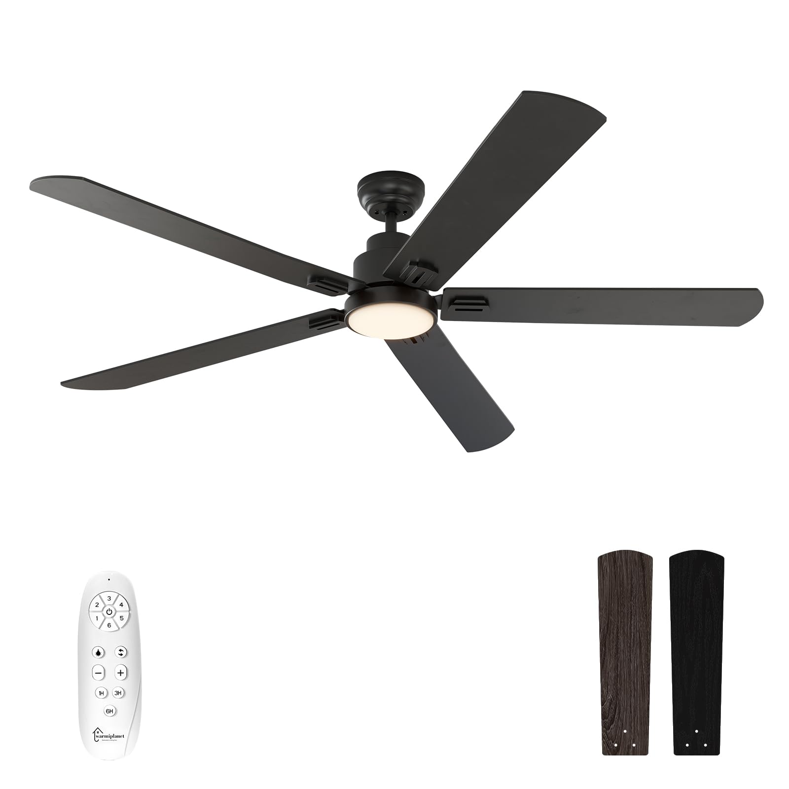 warmiplanet 62 Inch Indoor Ceiling Fan with Lights and Remote Control