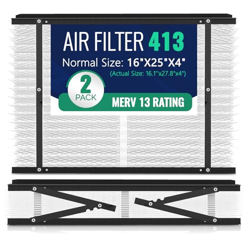 2-Pack 413 Replacement Filter Compatible with AprilAire Whole House Air Purifiers Models 1410 1610 2410 2416 3410 4400 MERV 13 Air Purifiers Size: 16x25x4(Actual Size 16.1x27.8x4)