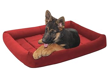 Hiputee Velvet Rectangular Cat Dog Pet Bed - Soft, Washable, Portable for Kennel (Medium, Red)