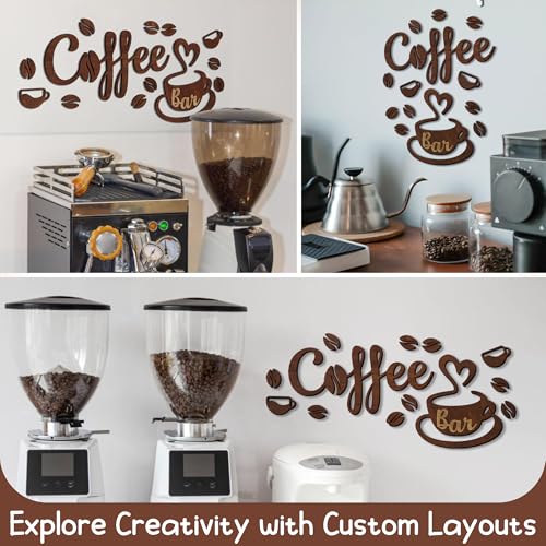 Image of Woodamore Coffee Bar Signs for Wall Decor - Vintage Coffee Signs Decor for Kitchen, Cafe Decorations for Home Bar Accessories, Farmhouse Cafe Sign