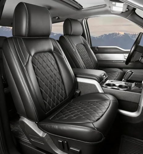 Umbrauto Seat Covers for Ford F150| Nappa Leather Pickup Truck Custom Fit Seatcovers for 2015-2025 2026 F150 SuperCrew/ 2017-2026 F250 F350 F450 Super Duty Crew Cab XL XLT Lariat King Ranch Platinum