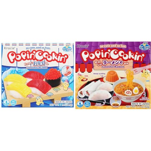 Kracie Popin' Cookin' DIY Japanese Candy Making Kit Bundle - Sushi (1 Ounce) and Ramen (1.1 Ounce)