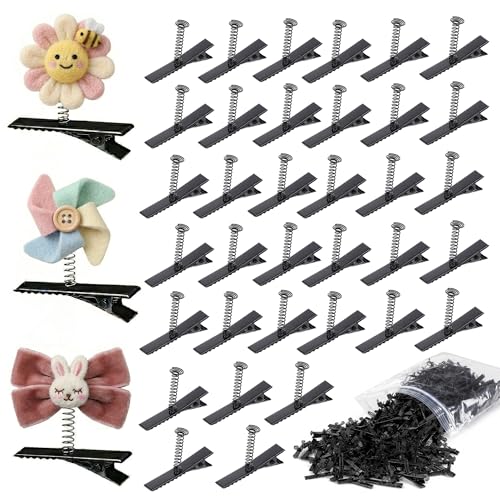 DECHOUS 100PCS Sprout Clips Alligator Clips Duckbill Hair Spring Clips Metal Duck Bill Hair Clips for DIY Hair Clips Crafts Rave Sprouts Festival Hair Accessories Bulk for Easter Party School