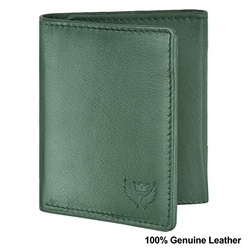 Image of LORENZ Trifold Closure Forest Green RFID Blocking Leather Wallet for Men with ID Slot | Soft Nappa Top Grain Men's Leather Wallet | GL-15