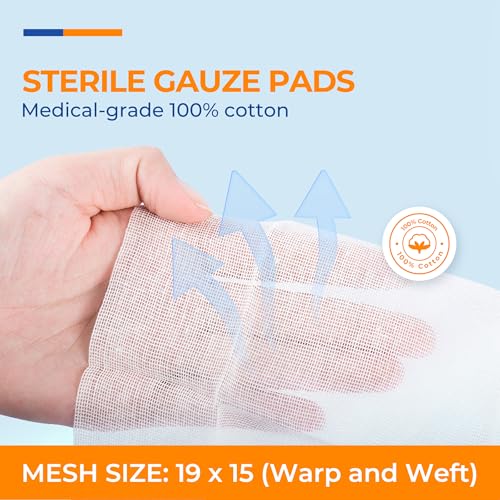 Image of 400 Packs Sterile Gauze Pads 4x4 Inch 12-Ply, 100% Cotton Large Gauze Sponges for Wound Care, Highly Absorbent Bulk Hospital-Grade First Aid & Surgical Dressing