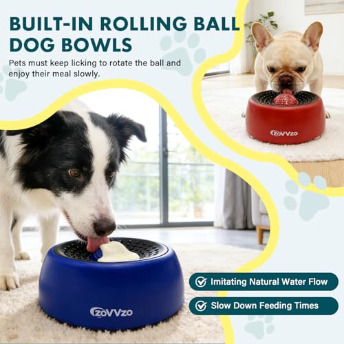 Image of Rolling Ball Dog Lick Bowl, Slow Feeder Dog Bowls, Non-Slip Design